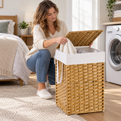 🧺 Laundry-Hamper | Woven Rattan | Laundry Room | Wicker Design