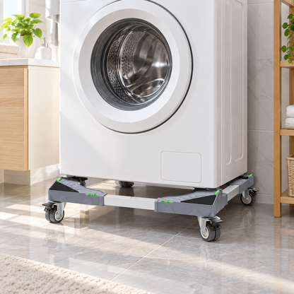 🛠️ Heavy-Duty | Metal Adjustable Frame | Laundry Room Mover | Level Bubble Design