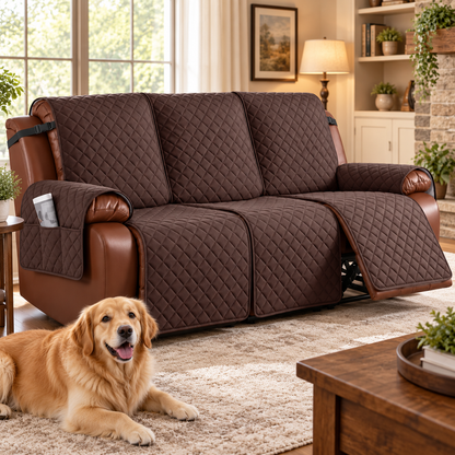 🛋️ Sofa Cover Pad | Quilted Fabric Protector | Recliner & Living Room | Non-Slip Furniture Cover