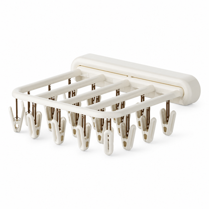 🧺 Space-Saving | Foldable Wall Drying Rack | Multi-Clip Laundry Hanger