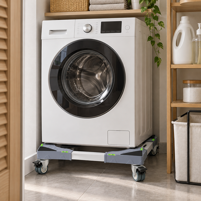 🛠️ Heavy-Duty | Metal Adjustable Frame | Laundry Room Mover | Level Bubble Design