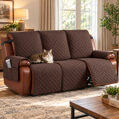 🛋️ Sofa Cover Pad | Quilted Fabric Protector | Recliner & Living Room | Non-Slip Furniture Cover