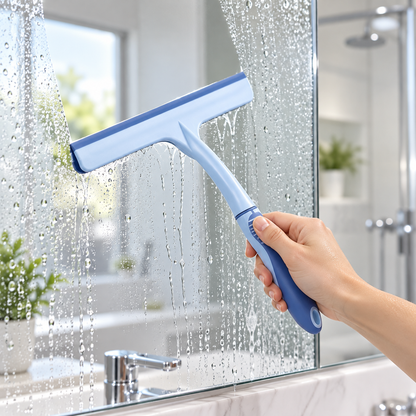 💧 Shower Squeegee | Silicone Bathroom Tool | Homeowners | Streak-Free Blue