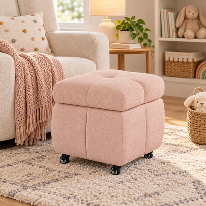 🪑 Rolling Ottoman | Upholstered Footrest | Living Room & Bedroom | Soft Cushioned Stool