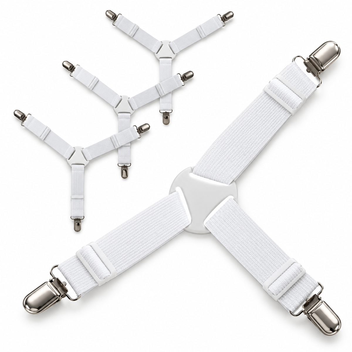 🛏️ Bed Sheet Fasteners | Adjustable Elastic Straps | Mattress Corners | Non-Slip Sheet Holders