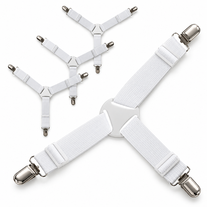 🛏️ Bed Sheet Fasteners | Adjustable Elastic Straps | Mattress Corners | Non-Slip Sheet Holders