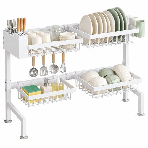 🍽️ Dish Drying Rack | Multi-Zone Organizer | Kitchen Storage | Space-Saving Drainer