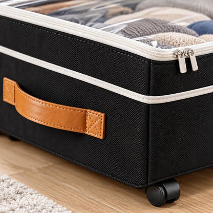 🛏️ Under-Bed Storage | Rolling Fabric Organizer | Bedroom Space Saver | Clear-Top Design
