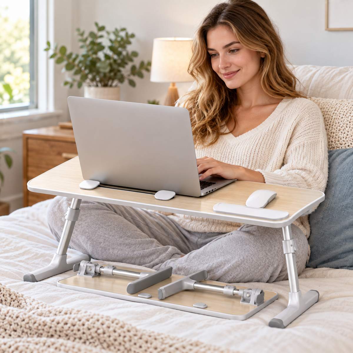 💻 Adjustable Laptop Desk | Foldable Bed Tray | Sofa & Bedroom | Portable Workstation