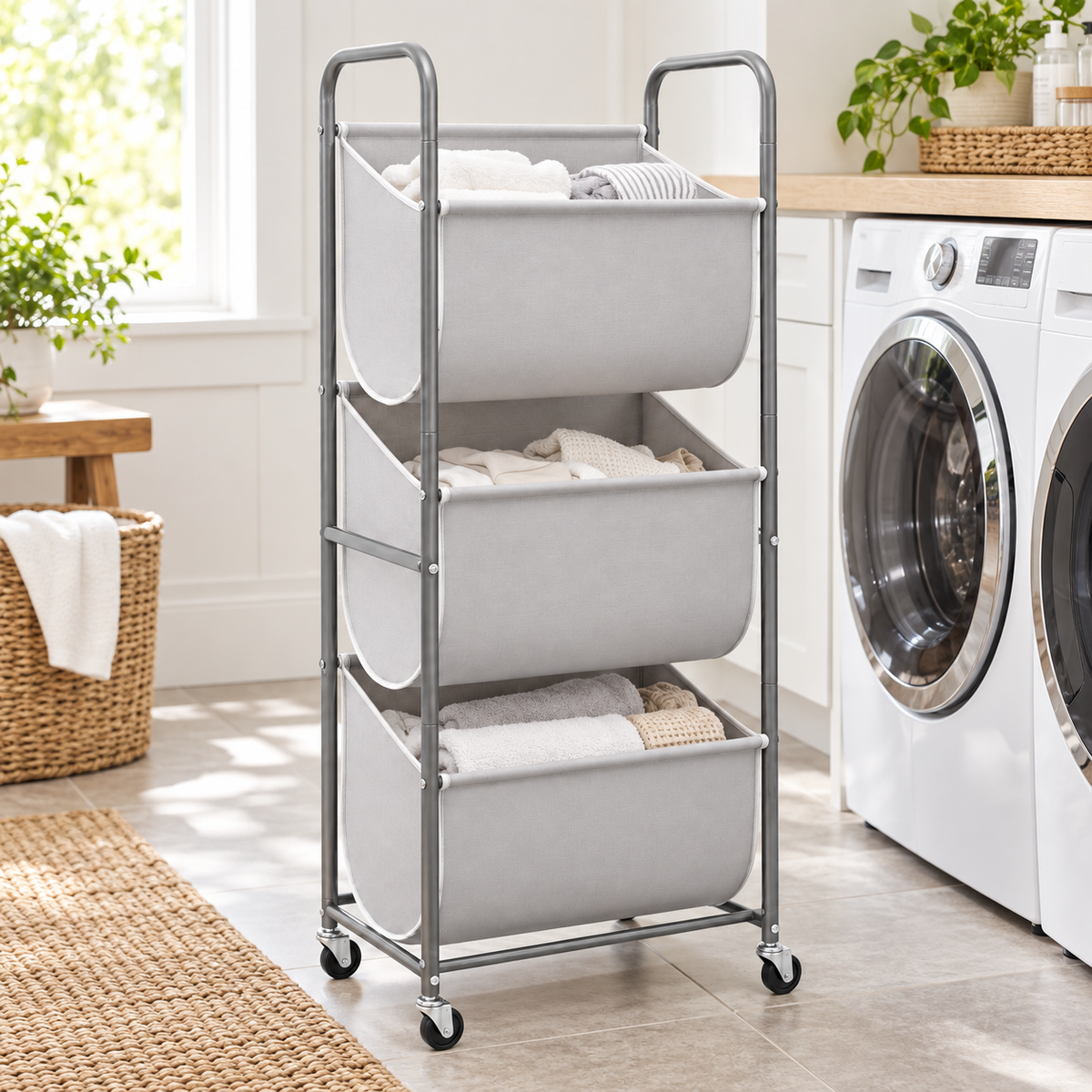 🛒 Space-Saving | Metal Bathroom Homemaker Gift | 3-Tier Rolling Organizer