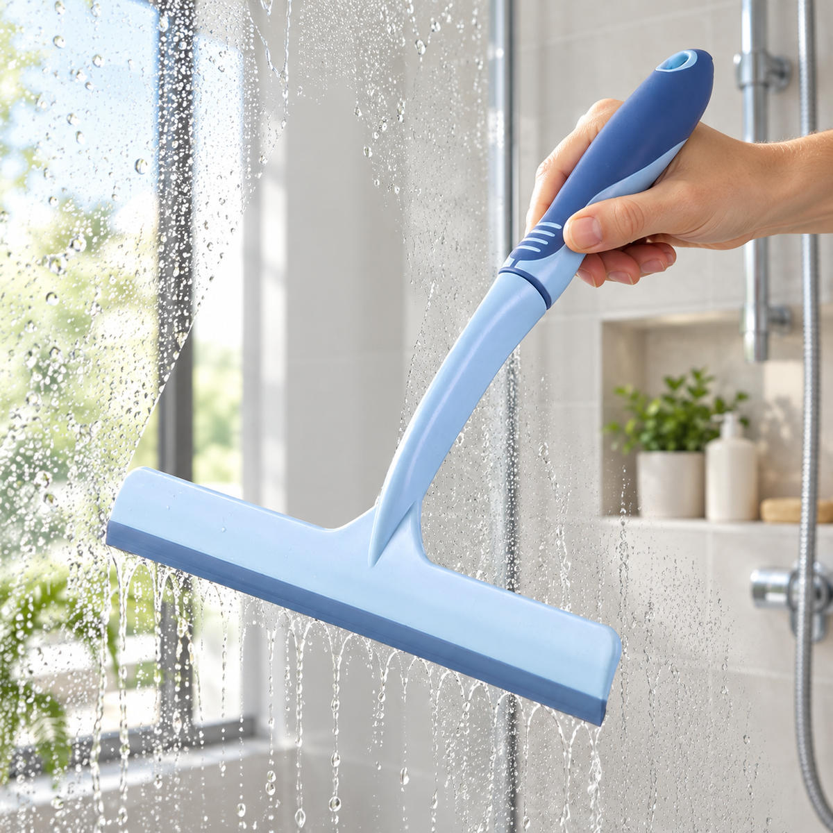 💧 Shower Squeegee | Silicone Bathroom Tool | Homeowners | Streak-Free Blue